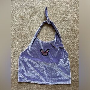 Shein Purple Butterfly Halter Top Size L